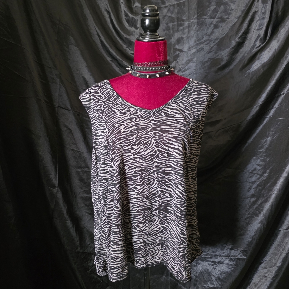 Zebra Print Sleeveless Blouse